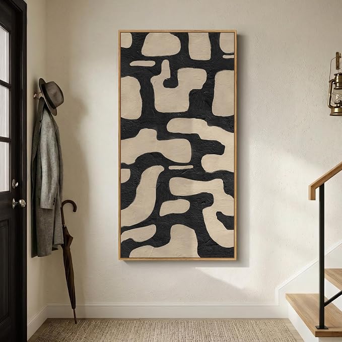 Extra Large Framed Neutral Abstract Canvas Wall Art - Image 4