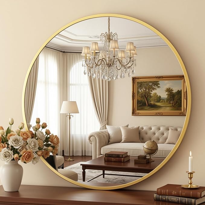 Antok 24 Inch Round Mirror for Wall, Round Bathroom Mirror, Circle Wall Mirrors by AntokMirror