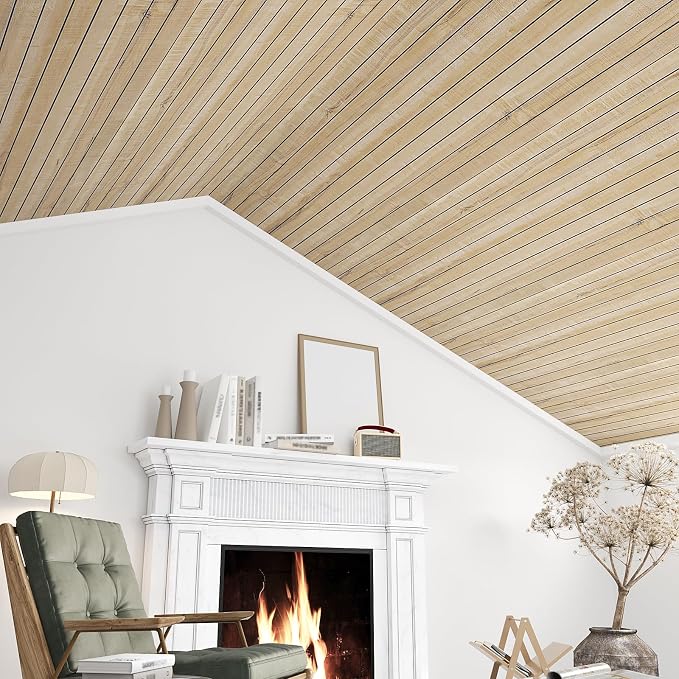 VEELIKE Sand Oak Wood Slat Wall Panels Peel and Stick Faux Wood Panels - Image 6