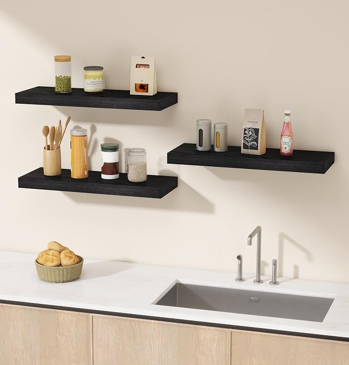 Vervida® 3 Pack Black Floating Shelves, Holds Up to 37 Lbs, - Image 6