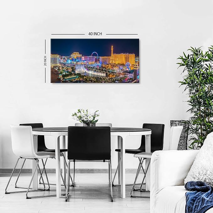 Las Vegas Skyline Wall Art American Cityscape Wall Decor City Night View Canvas - Image 6