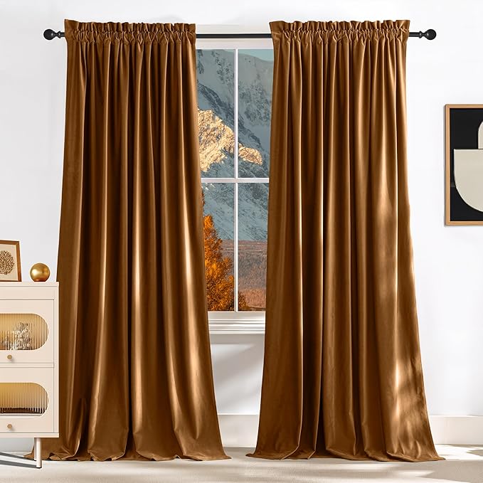 NICETOWN Velvet Curtains 96 inch Long 2 Panels by NICETOWN