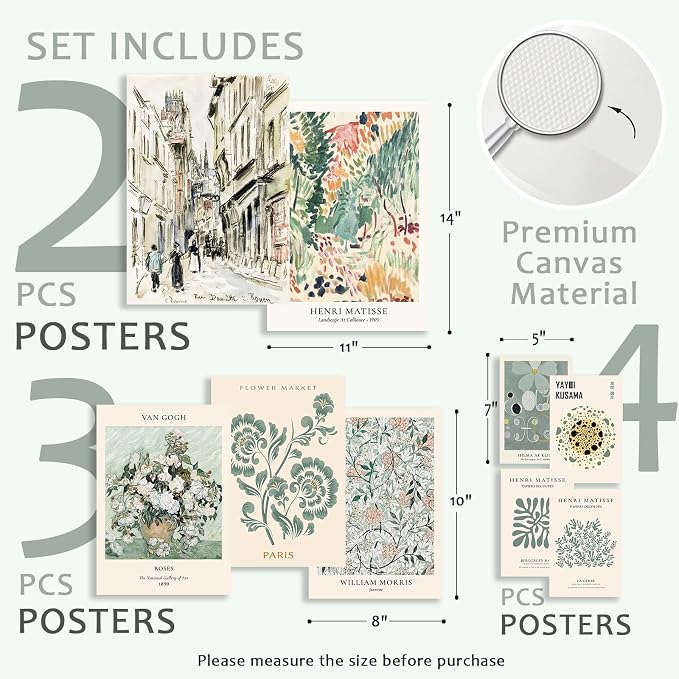 KBKBART 9 PCS Sage Green Wall Art - Image 2