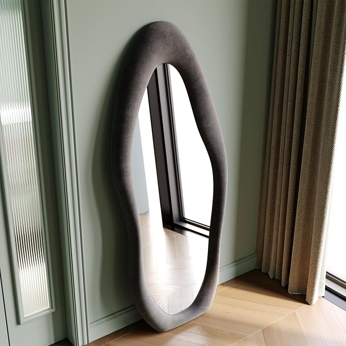 Honyee Full Length Mirror, Flannel Wrapped Wooden Frame Full Body Mirror - Image 7