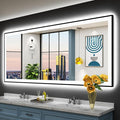 84x32 Black Framed LED Bathroom Mirror by Awandee