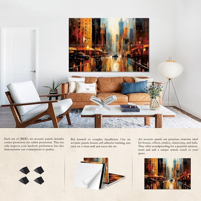 JBER 6 Pack Art Acoustic Panels, 72×48Inches Soundproof Wall Panels, Large - Image 4