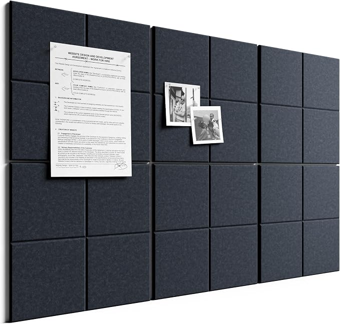 Bumusty Large Felt Bulletin Board, 30 Push Pins, 40 Adhesive Tabs, Deep by BUMUSTY