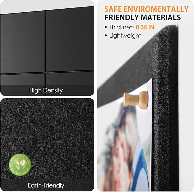 MaxGear Large Cork Board for Wall 48" x 36" Black Bulletin Board, 12 Pack Felt - Image 2