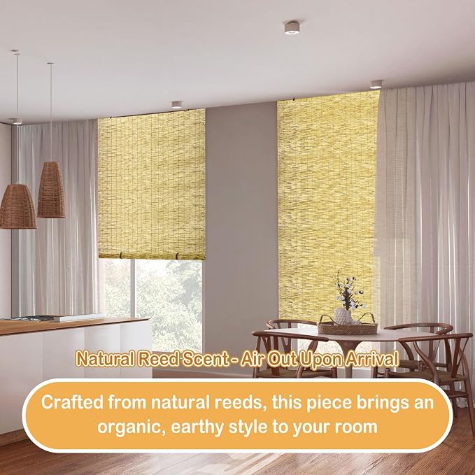DoubleFill 2 Pcs Bamboo Shades Outdoor Reed Roll up Blinds 48" W x 72" H - Image 5