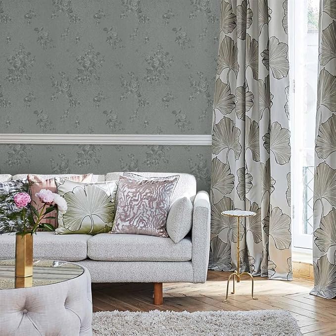 Grey Floral Peel and Stick Wallpaper Embossed Contact Paper 17.7 inch x - Image 7