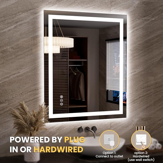 LOAAO 35.4"x29.9" LED Mirror for Bathroom, Lighted Bathroom Mirror - Image 7
