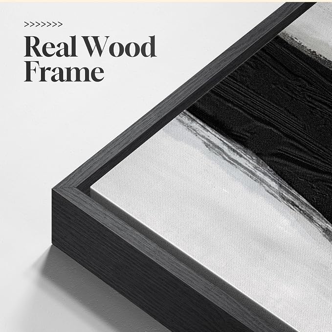 Large Framed Black and White Abstract Wall Art - Image 5
