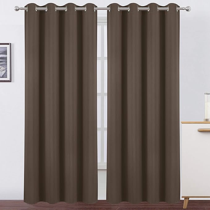 LEMOMO Chocolate Brown Thermal Blackout Curtains/52 x 108 Inch/Set of 2 Panels by Lemomo