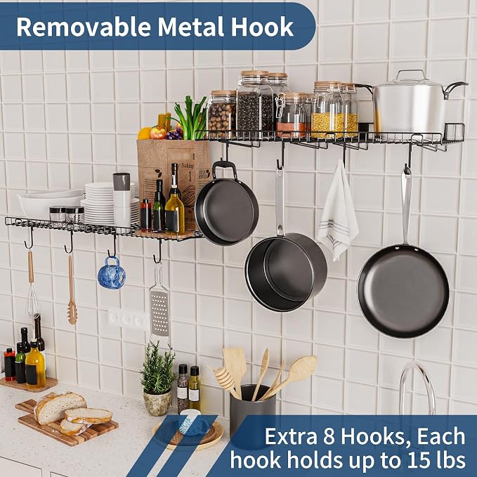4 Pack Garage Wall Shelf, Wall Mounted Storage Shelves, Heavy Duty Metal Shelves - Image 5