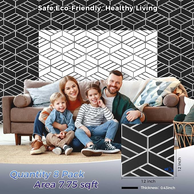 8 Pack 2-Layer Soundproof Wall Panels, 1.1lb/ft³ High Density, Thicker 0.43 in - Image 2