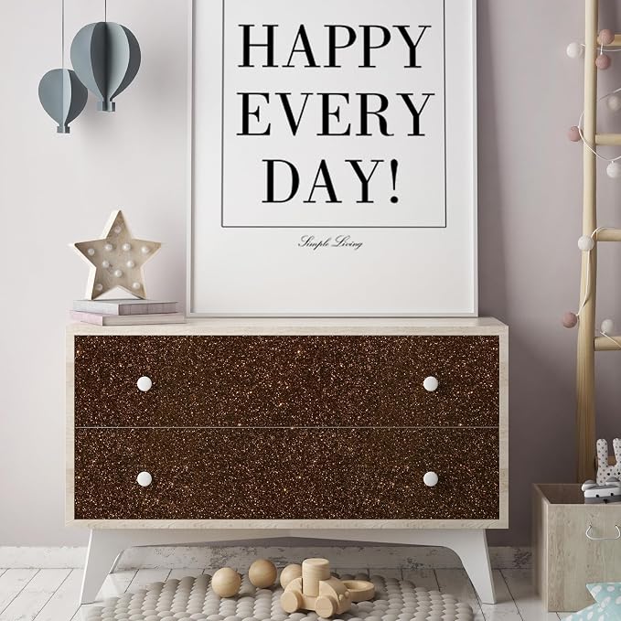 CHIHUT Dark Brown Glitter Peel and Stick Wallpaper Brown Glitter Contact Paper - Image 5