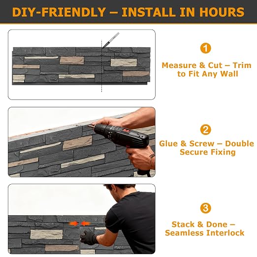 ROOMTEC 1-Pack Faux Stone Wall Covering Panels - Image 4