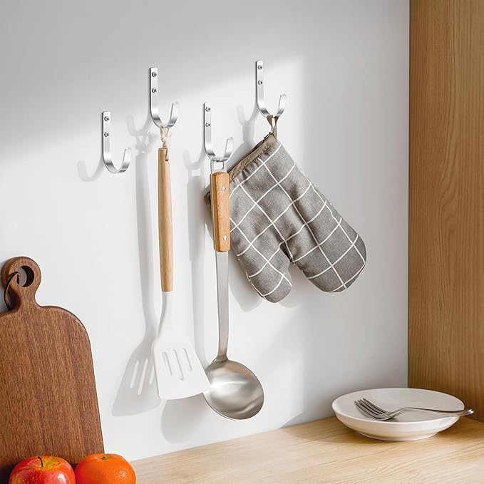 Aluminum Wall Hooks for Hanging Towel/Coat - 22LB Screw in Metal Hanger Wall - Image 6