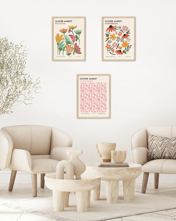 HesenDot Unframed Floral Wall Art Set of 3, 12x16in Flower Market Canvas Prints - Image 5