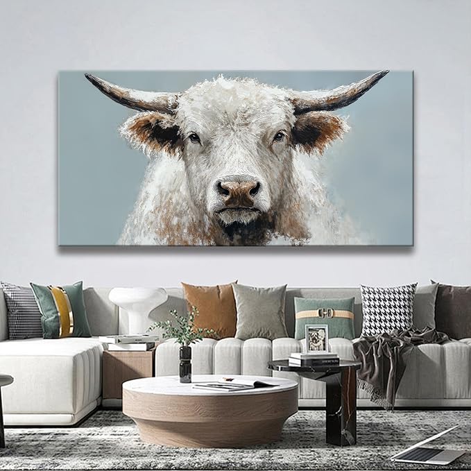 Highland Cow Wall Art For Living Room Large Size Animal Canvas Art Wall Decor - Image 6