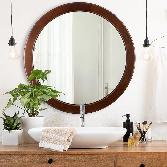 CULER Round Wood Mirror 24 Inch, Circle Mirror - Image 4
