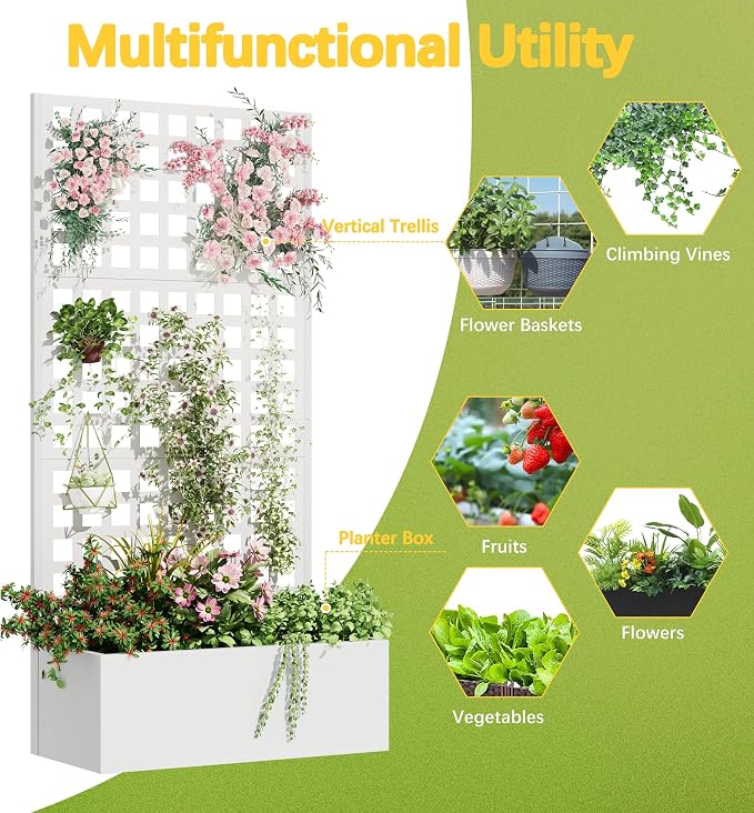Metal Planter Box with Trellis, Planter Box Trellis with Privacy Screen and - Image 5