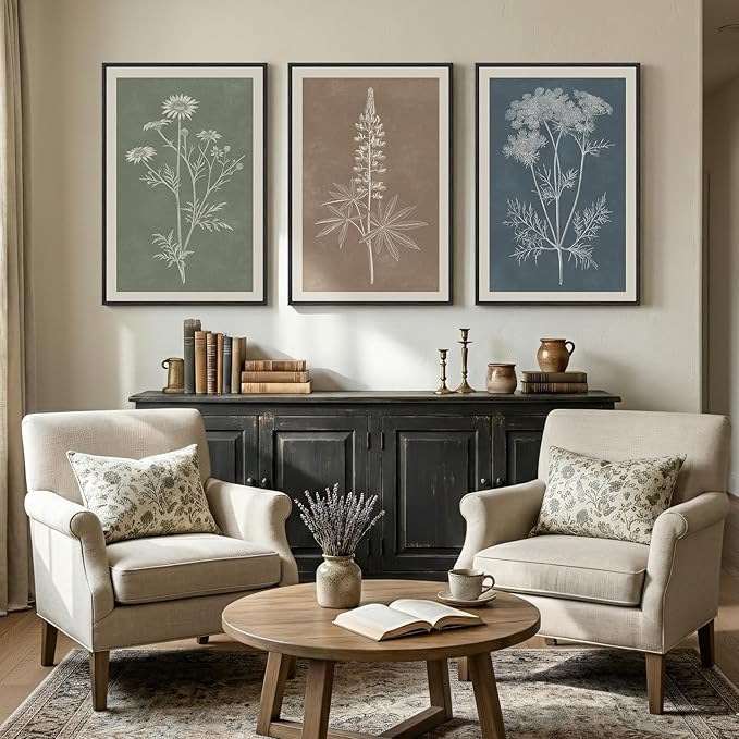 Framed Boho Botanical Wall Art for Living Room, 3 Piece Modern Farmhouse - Image 2