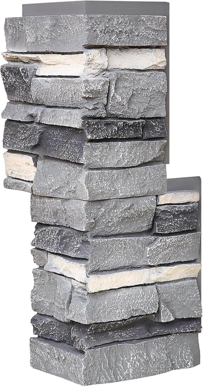 1.77 Inch Deep 3D Faux Stone Corner Panels Matching 2 Piece Set - Image 4