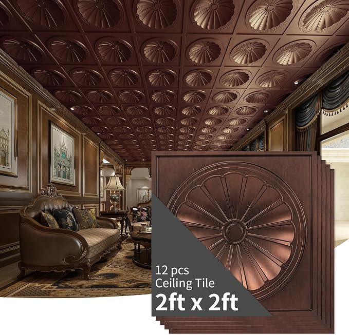Art3dwallpanels Ceiling Tiles 12 Pack Drop Ceiling Tiles, 24 x 24 Inch High - Image 8