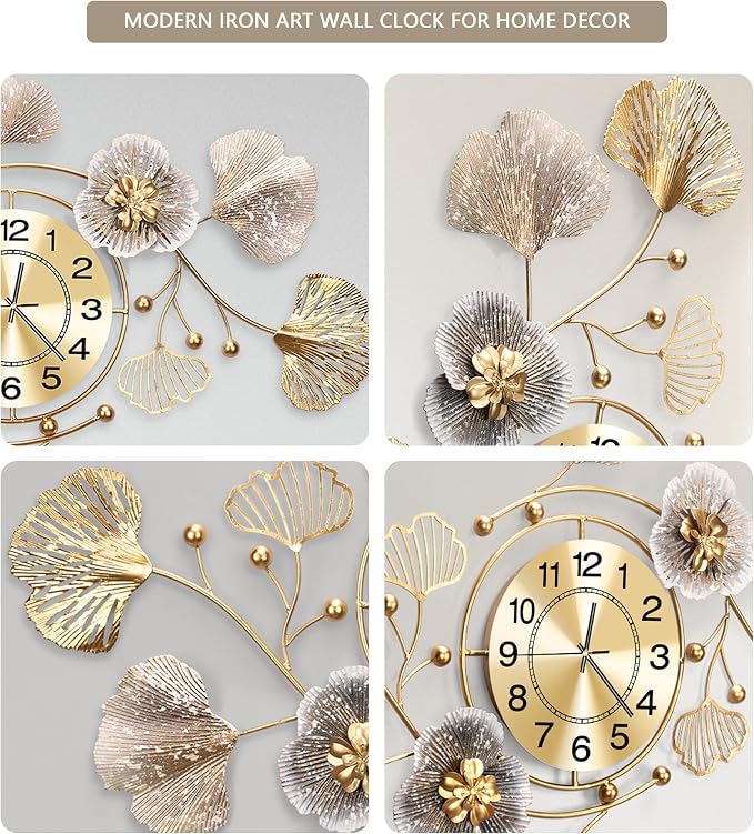 Clocks for Living Room, Large Wall Clock, 3D Silent Wall Clock, Retro Metal - Image 6