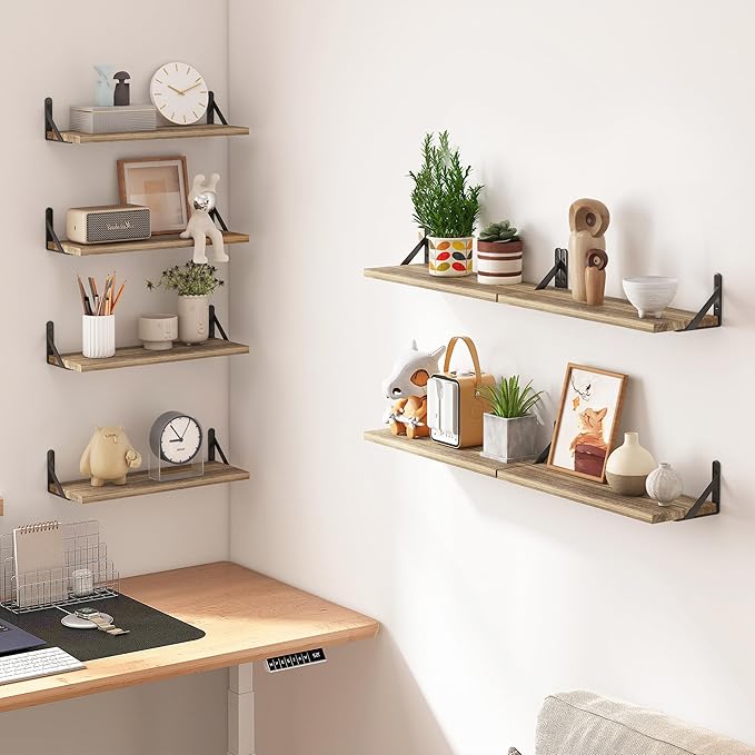 Fixwal Shelves for Room Wall, Width 4.7in Rustic Wood Wall Storage, Floating - Image 6