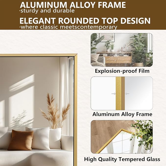 Koonmi 77"x38" Floor Mirror Full Length, Bedroom Floor Body Mirror - Image 4