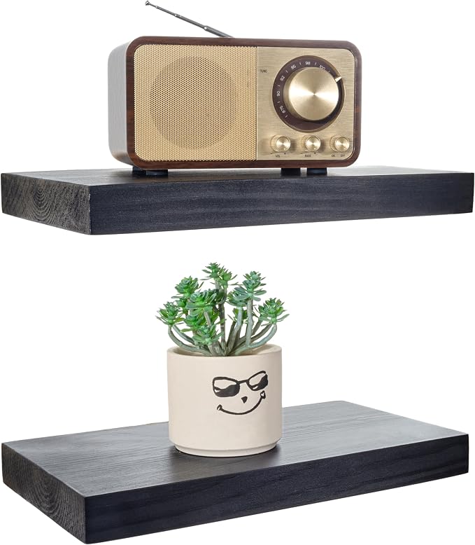 BGMG Wood Floating Shelves 12 inch, Solid Wood Wall Shelves by BGMG