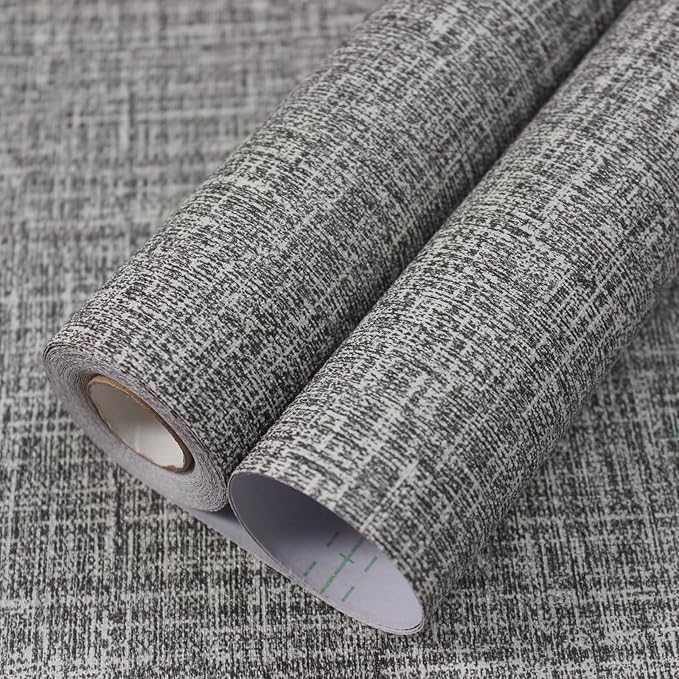 WADILE Grasscloth Peel and Stick Wallpaper 15.7in x 393.7in, Textured Contact by WADILE