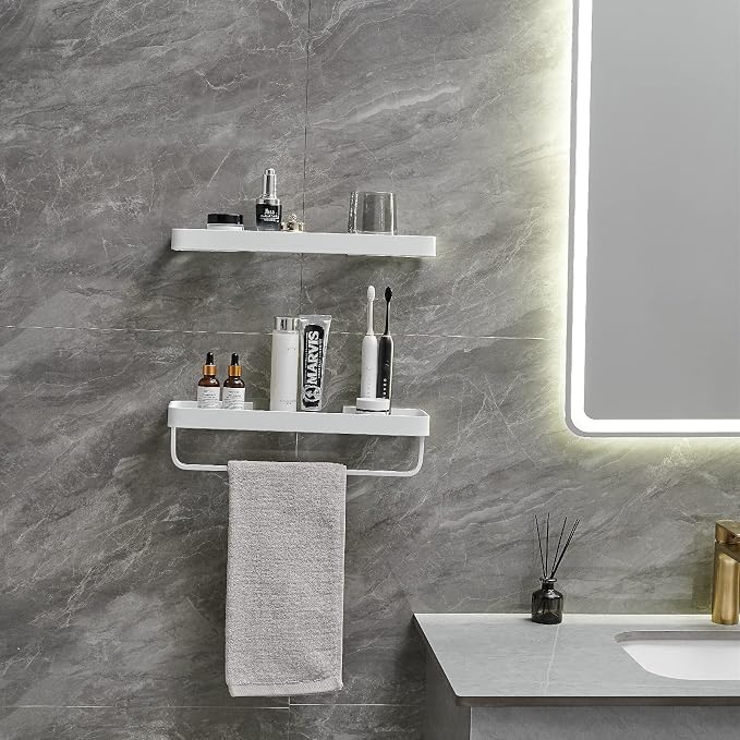 VOLPONE Bathroom Shelves Wall Mounted 2 Tier Glass Floating Shelf - Image 3