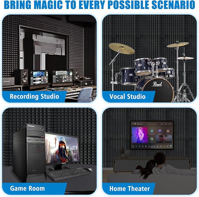 2 Pack Black Acoustic Foam Panels, High Density Soundproof Wall Panels - Image 6