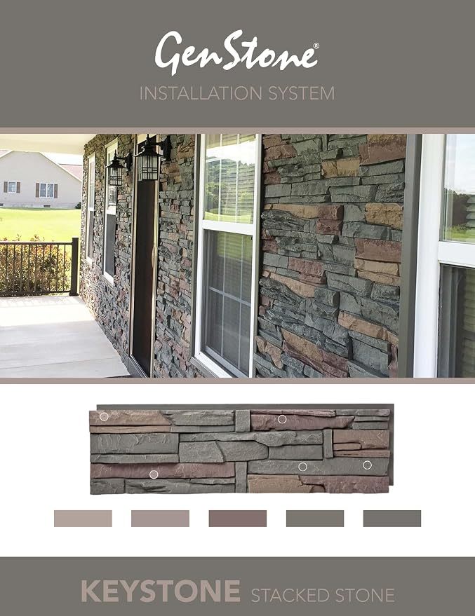 GenStone Faux Stacked Stone Panel 41" x 11.25" in Keystone Color - Image 5