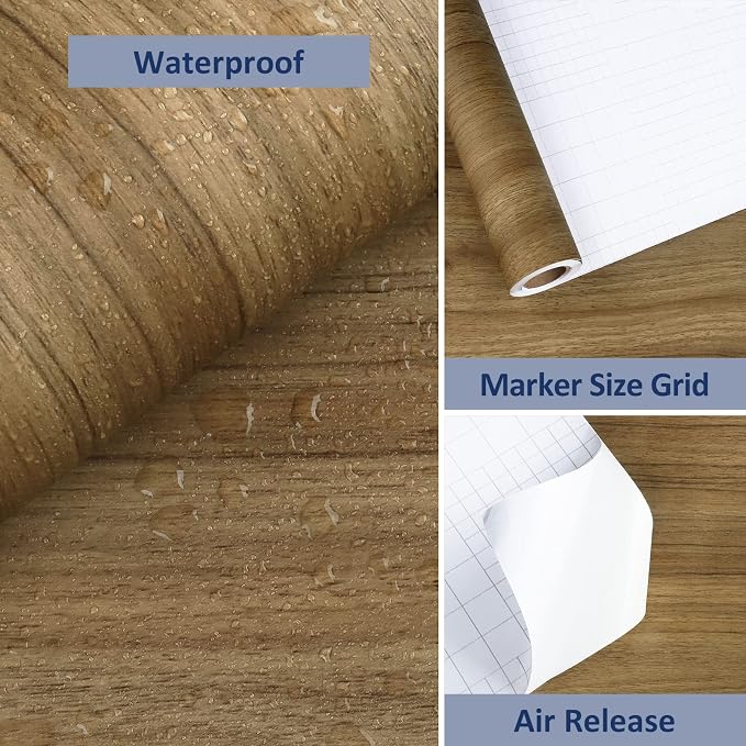 WESTICK Peel and Stick Countertops Waterproof Brown Wood Contact Paper - Image 6