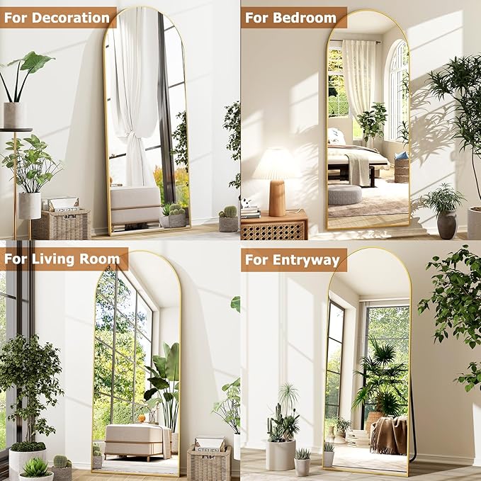GLSLAND-21x64 inch Full Length Mirror-Aluminum Alloy Frame-Arch Mirror Full - Image 6