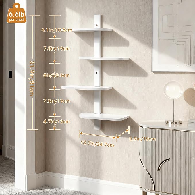 Afuly White Floating Shelves for Wall Display Shelf Unit Modern Decorative - Image 2