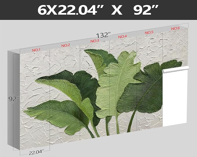 XMPMBM-Hand-Painted Banana Leaf Art Fabric Wallpaper Graffiti Green Leaf Living - Image 4