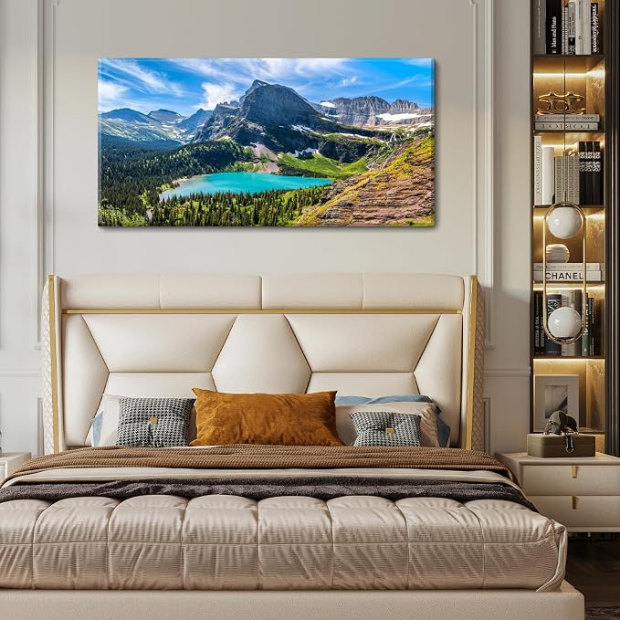 Mountain Canvas Wall Art Teal Saint Mary Lake Landscape Wall Decor Glacier - Image 4