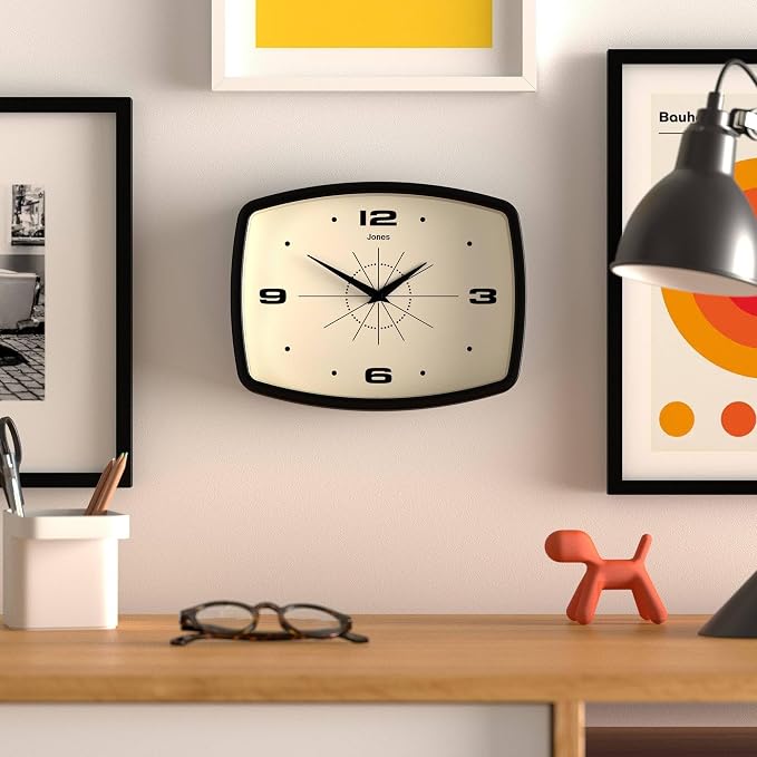 JONES CLOCKS® Movie wall Clock | Retro Rectangular Clock | 10 inch | Black | - Image 3