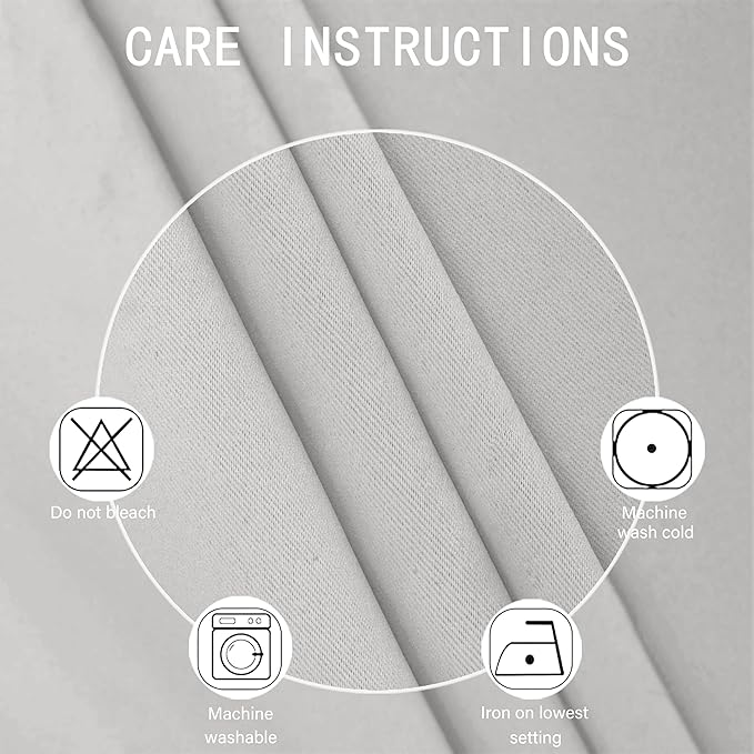 LEMOMO Light Grey Blackout Curtains 52 x 63 Inch Length/Set of 2 Curtain - Image 4