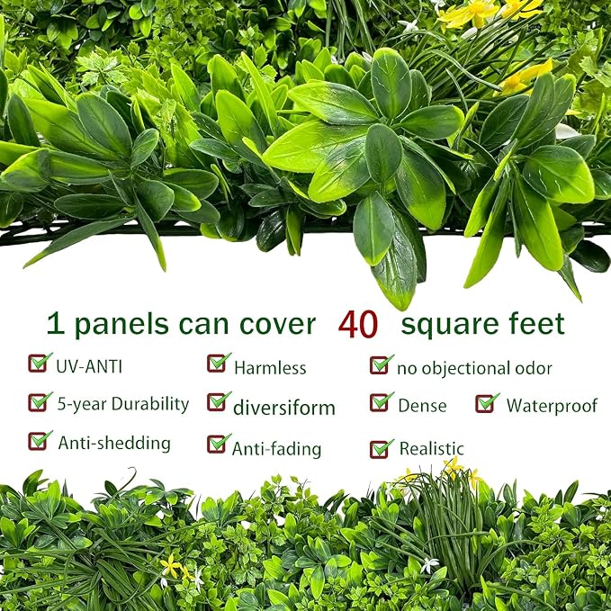 ODTORY Artificial Plant Wall Roll: 48 X120 in UV-Anti Ivy Privacy Fence Screen - Image 3