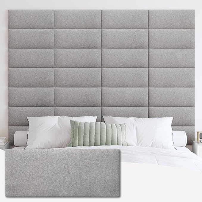 IFNOW Upholstered Wall Mounted Headboard, 3D Soundproof Wall Panels Peel and by IFNOW