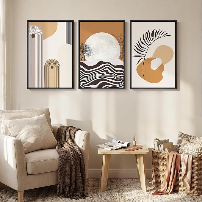 Framed Boho Mid Century Modern Wall Art - Image 3