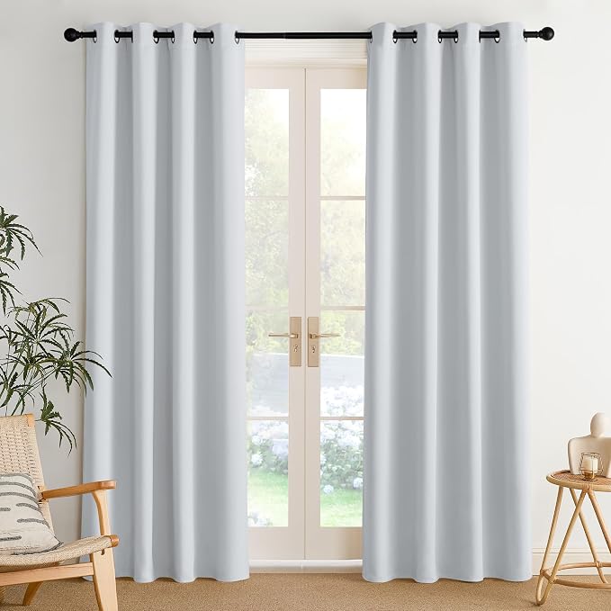 NICETOWN Room Darkening Draperies Curtains Panels, 2 Panels Greyish White W52 x by NICETOWN