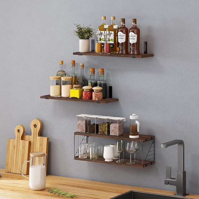 Fixwal Bathroom Floating Shelves Over Toilet, 15.8in Farmhouse Rustic Wood - Image 7