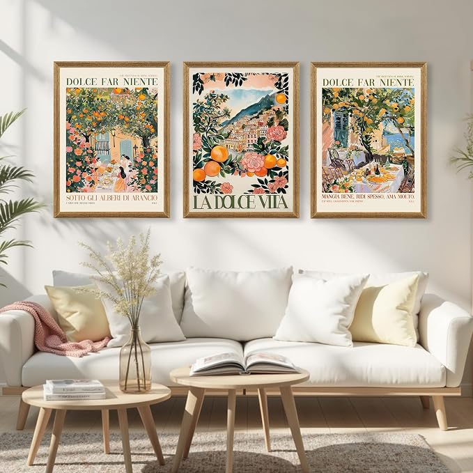SYWENNOI 3 Pieces Wood Framed Italy Scenes Canvas Wall Art, Tuscan Wall Decor - Image 4